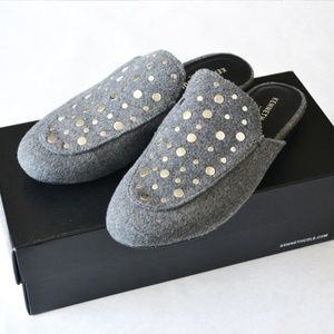 Kenneth Cole Velvet Stud Mules Slip On Shoes Sz 7M